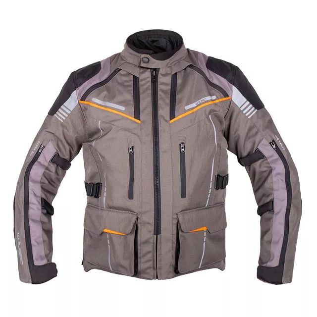 Touringová moto bunda W-TEC Smackton - šedo-oranžová - šedo-oranžová