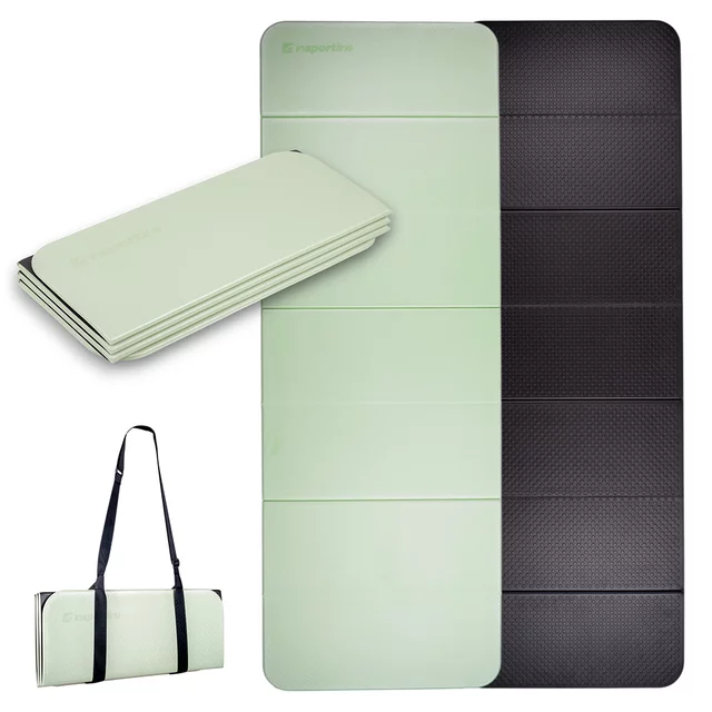 Skladacia podložka na cvičenie inSPORTline Misette 180x61x0,8 cm - bamboo beige-hnedá - matcha zeleno-čierna