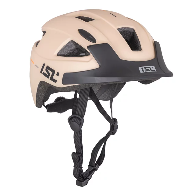 Detská cyklo prilba s LED svetlom ISL Lumiro - Pearl White - Peach Beige