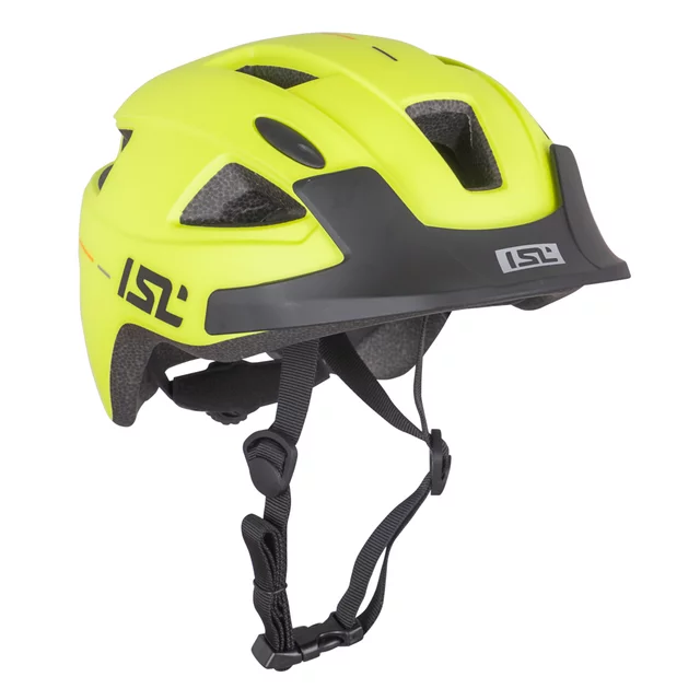 Detská cyklo prilba s LED svetlom ISL Lumiro - Pearl White - Neon Yellow