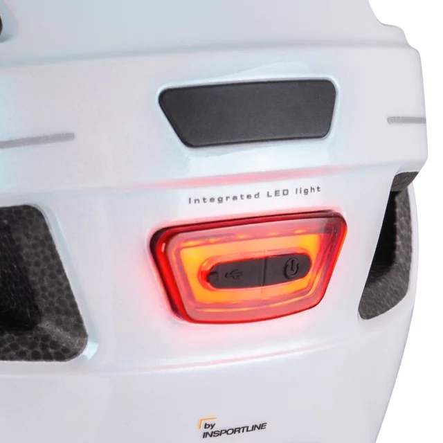 Detská cyklo prilba s LED svetlom ISL Lumiro - Pearl White