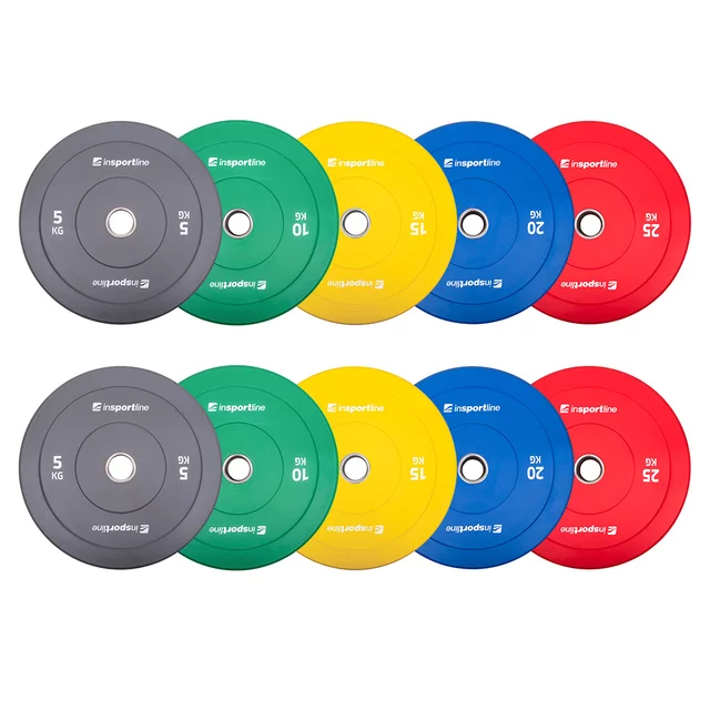 Súprava 2x5ks gumových kotúčov inSPORTline Bumper Plate Go 2x 5-25 kg 50 mm