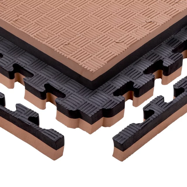Puzzle tatami podložka inSPORTline Malmeida 100x100x4 cm - šedo-čierna, steblový vzor - mocha mousse-čierna, vzor 5 prúžkov