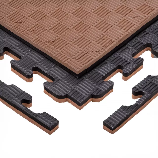 Puzzle tatami podložka inSPORTline Sazegul 100x100x2 cm - mocha mousse-čierna, vzor 5 prúžkov - mocha mousse-čierna, vzor 5 prúžkov