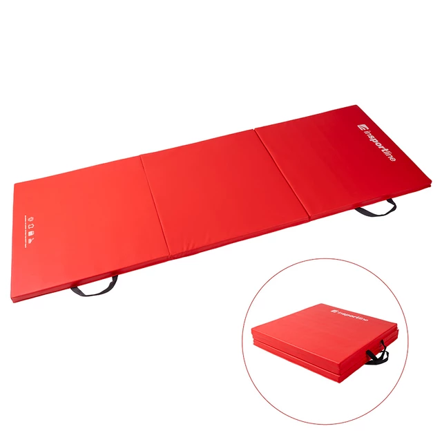 Skladacia gymnastická žinenka inSPORTline Trifold 180x60x3 cm - hnedá - červená