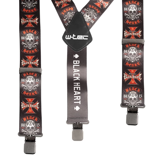 Traky W-TEC Black Heart Suspenders - Cross Skull