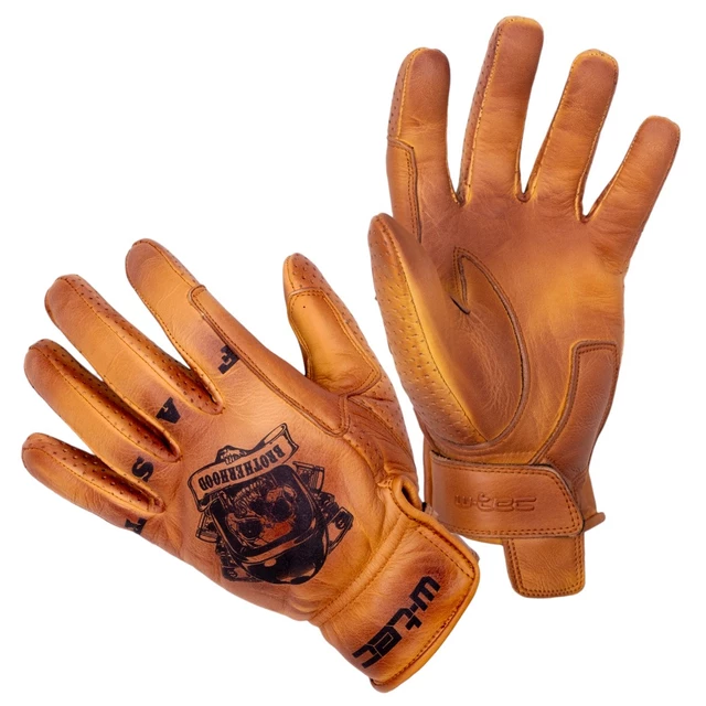Letné kožené moto rukavice W-TEC Gatorrano - hnedá