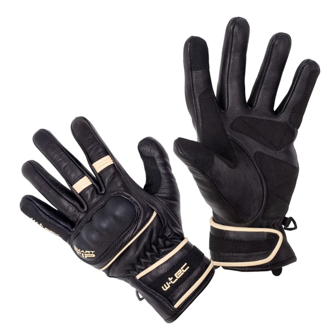 Moto rukavice W-TEC Franker - čierno-biela - čierno-biela
