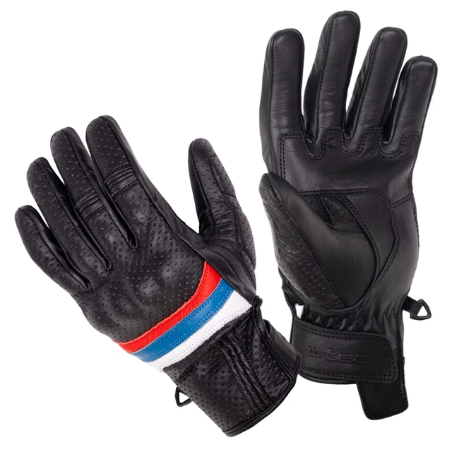 Letné kožené moto rukavice W-TEC Laudero - béžová - čierna