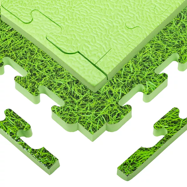 Puzzle tatami podložka inSPORTline Zemalpro 100x100x2 cm - motív trávníka