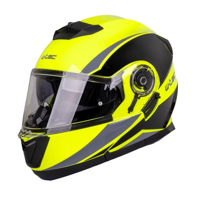 Výklopná prilba W-TEC Banelmeda - 2.akosť - šedo-čierno-fluo žltá