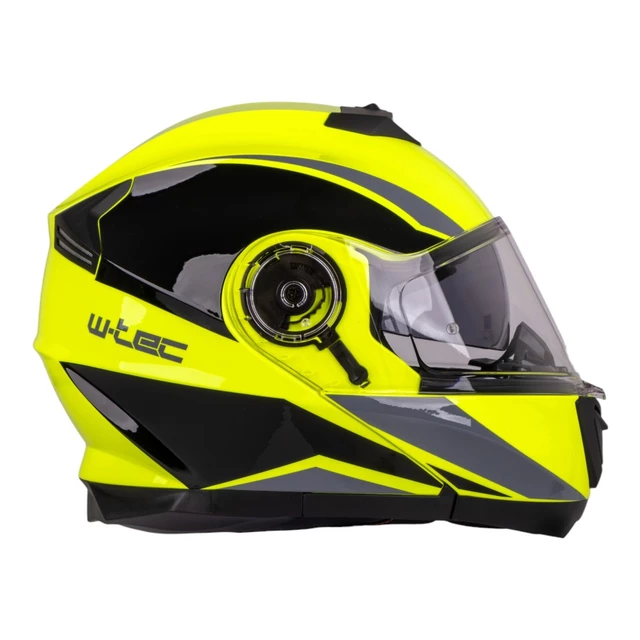 Výklopná prilba W-TEC Banelmeda - 2.akosť - šedo-čierno-fluo žltá