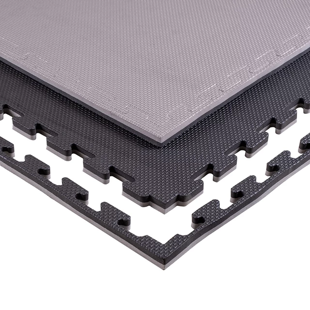 Puzzle tatami podložka inSPORTline Sazegul 100x100x2 cm - mocha mousse-čierna, vzor 5 prúžkov