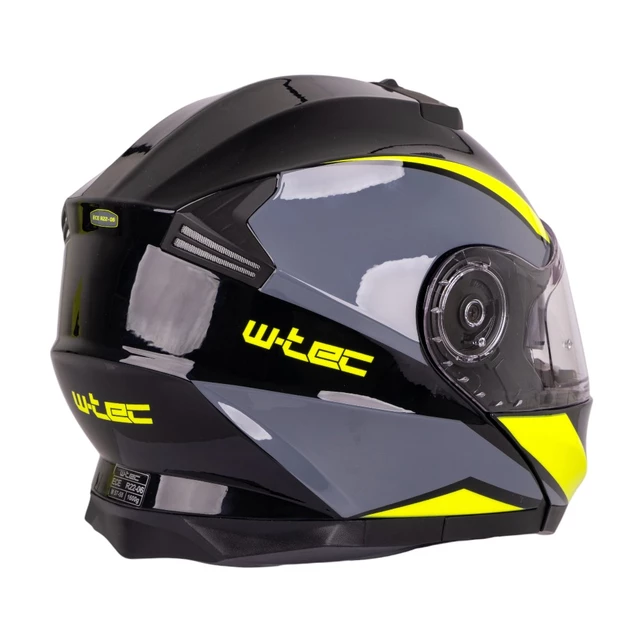 Výklopná prilba W-TEC Banelmeda - 2.akosť - šedo-čierno-fluo žltá