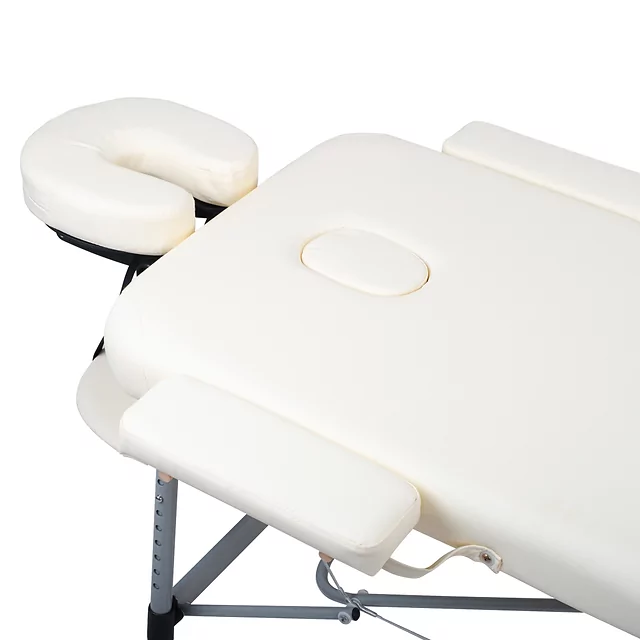 Masážne lehátko inSPORTline Morrani 186x60x62,5-85,5 cm 2-dielne hliníkové - krémová