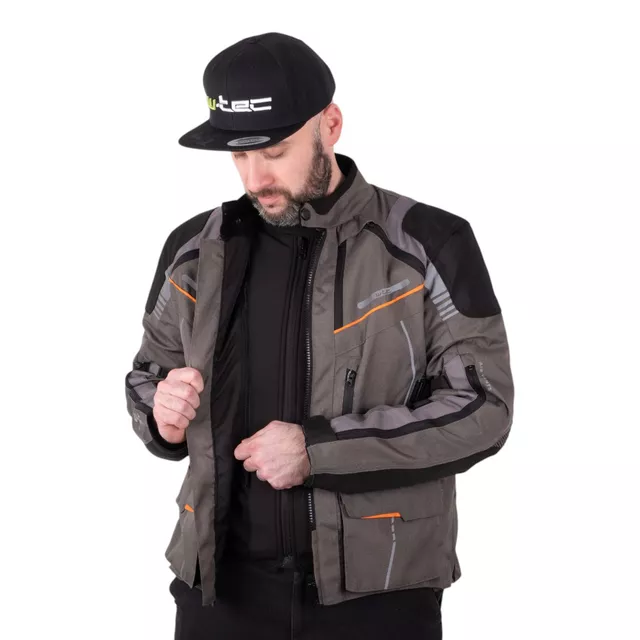 Touringová moto bunda W-TEC Smackton - šedo-oranžová