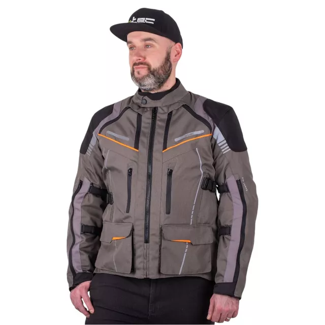 Touringová moto bunda W-TEC Smackton - šedo-oranžová