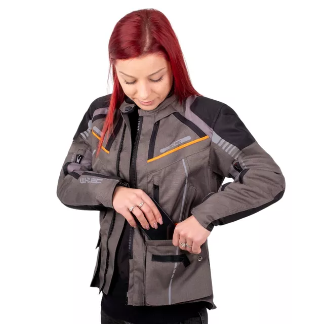 Dámska touringová moto bunda W-TEC Smackton Lady - šedo-oranžová