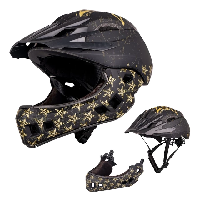 Detská downhill prilba W-TEC Delgada - Freestyle Blue - Golden Stars