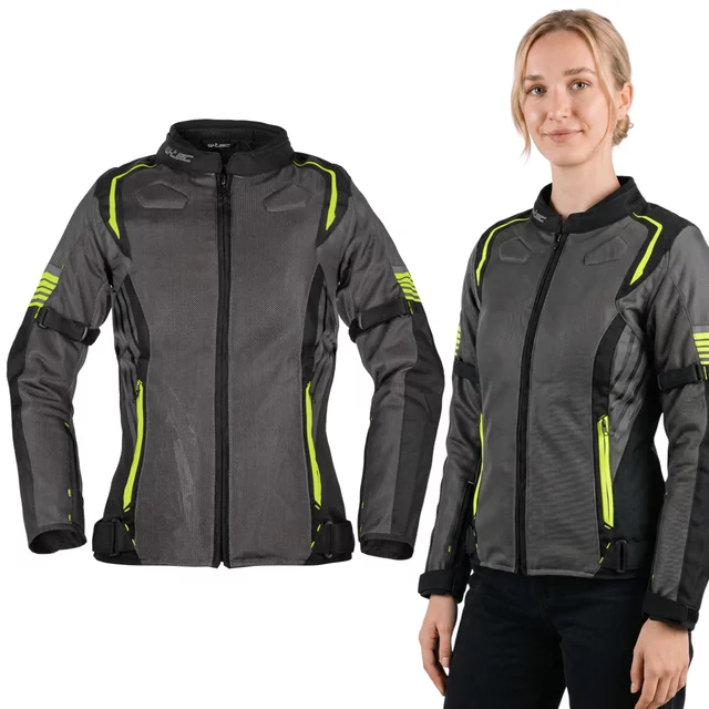 Dámska letná moto bunda W-TEC Jelsa - šedá-fluo