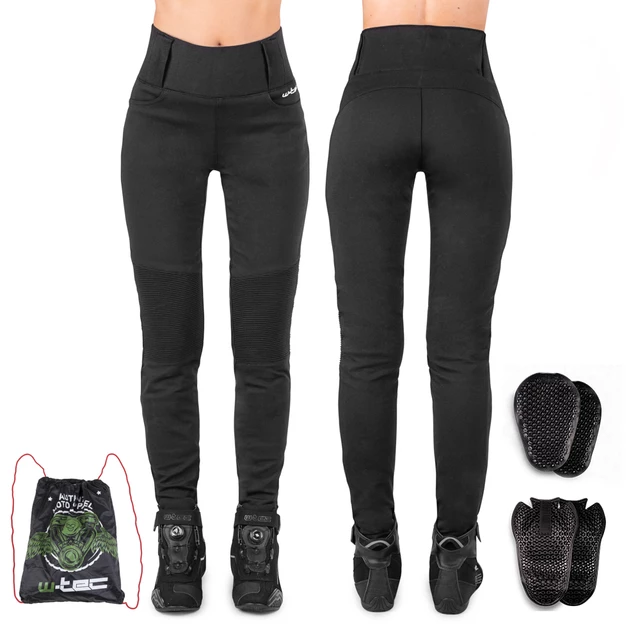 Dámske moto legíny W-TEC Noposum s aramidom - čierna - čierna