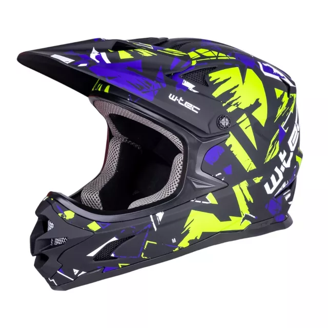 Downhill prilba W-TEC Richpike - Moss Forest - Green & Blue Madness
