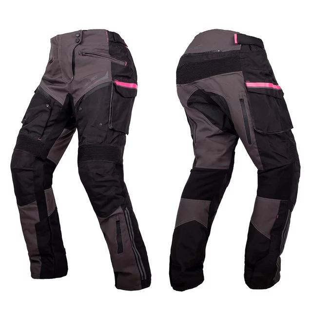 Dámske moto nohavice W-TEC Barbata - čierno-šedo-ružová - čierno-šedo-ružová