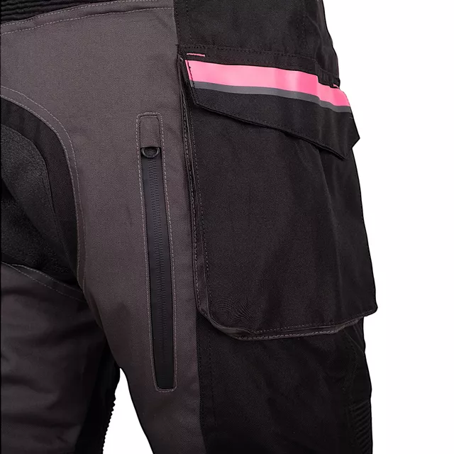 Dámske moto nohavice W-TEC Barbata - čierno-šedo-ružová