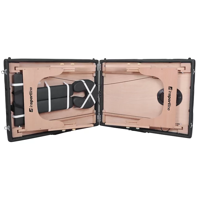 Masážne lehátko inSPORTline Orashi 186x60x62,5-85,5 cm 2-dielne drevené - krémová