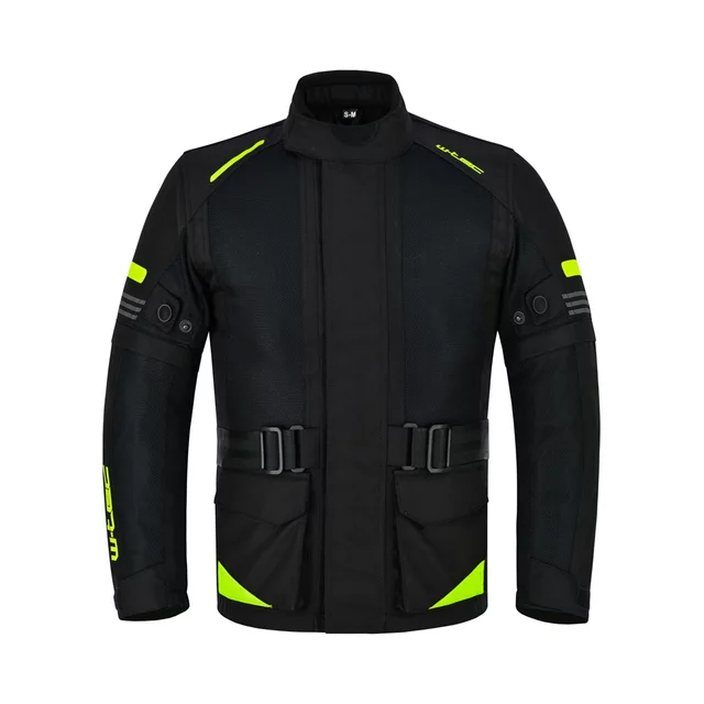 Detská rastúca moto bunda W-TEC Pinapoco - čierna-fluo - čierna-fluo