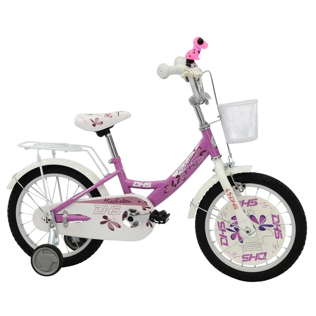 Detský bicykel DHS Miss Sixteen 1602 16" - biela - fialová