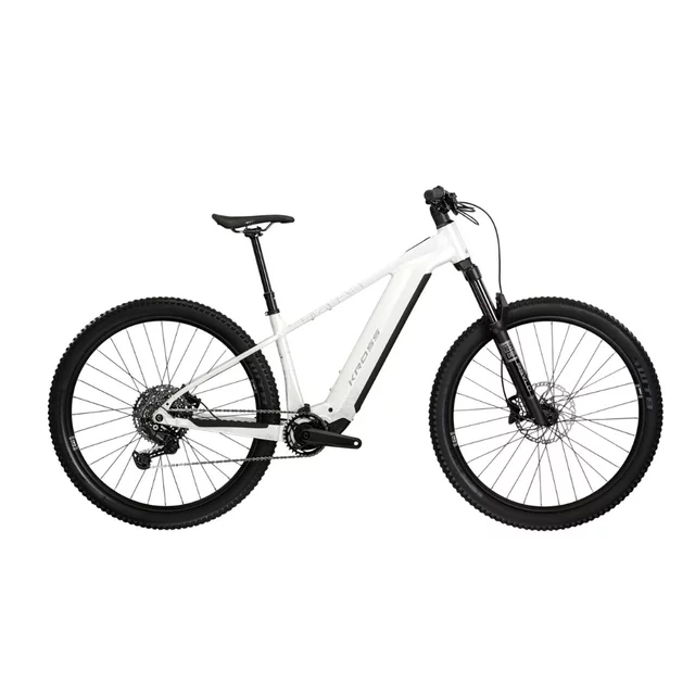 Horský elektrobicykel Kross Dust Boost 1.0 29" - model 2026 • Avinox M2 motor • 24,8 kg • dojazd až 180 km - biela/strieborná/lesk
