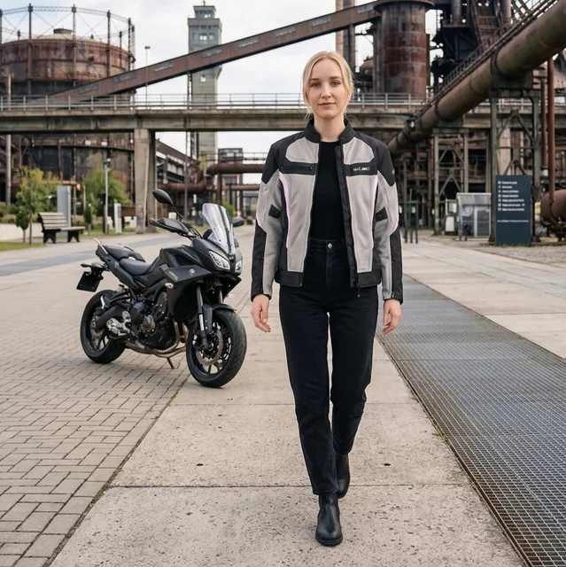 Letná dámska moto bunda W-TEC Mirelia - čierno-šedá