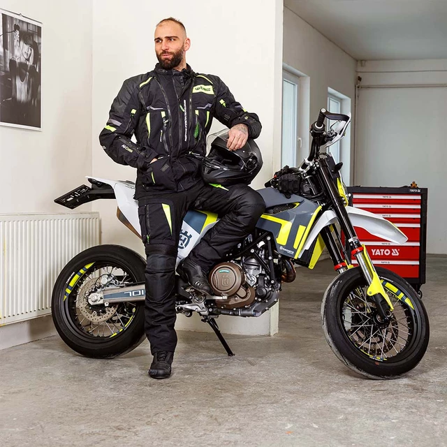 Moto nohavice W-TEC Aircross - čierna-fluo žltá