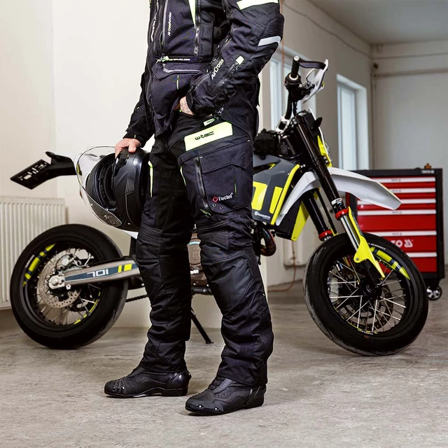 Moto nohavice W-TEC Aircross - čierna-fluo žltá