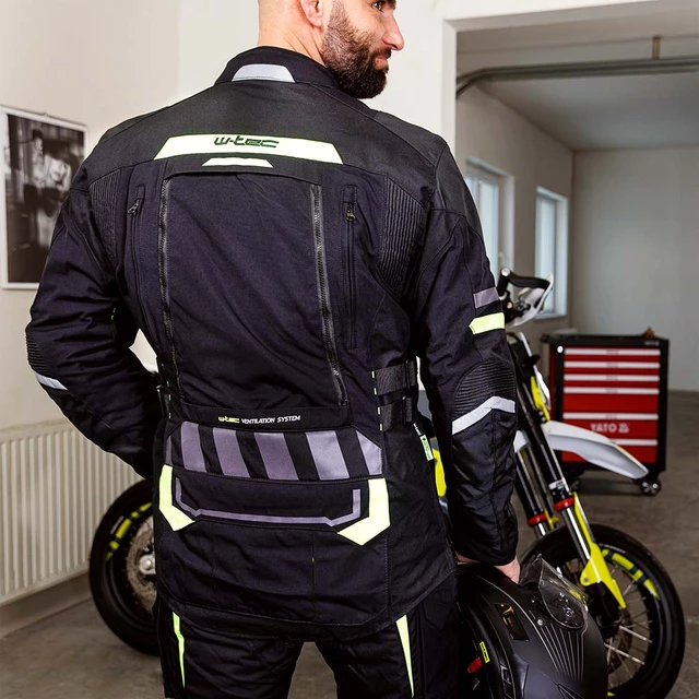 Moto bunda W-TEC Aircross - čierno-zlatá