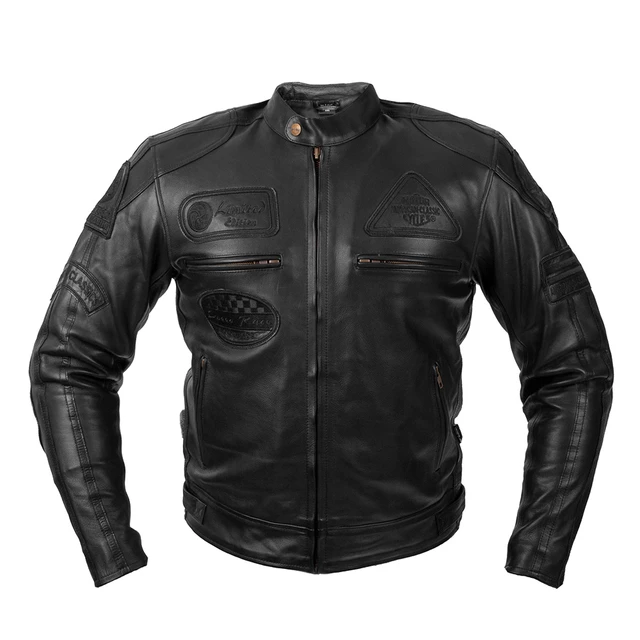 Pánska kožená moto bunda W-TEC Urban Noir - čierna - čierna