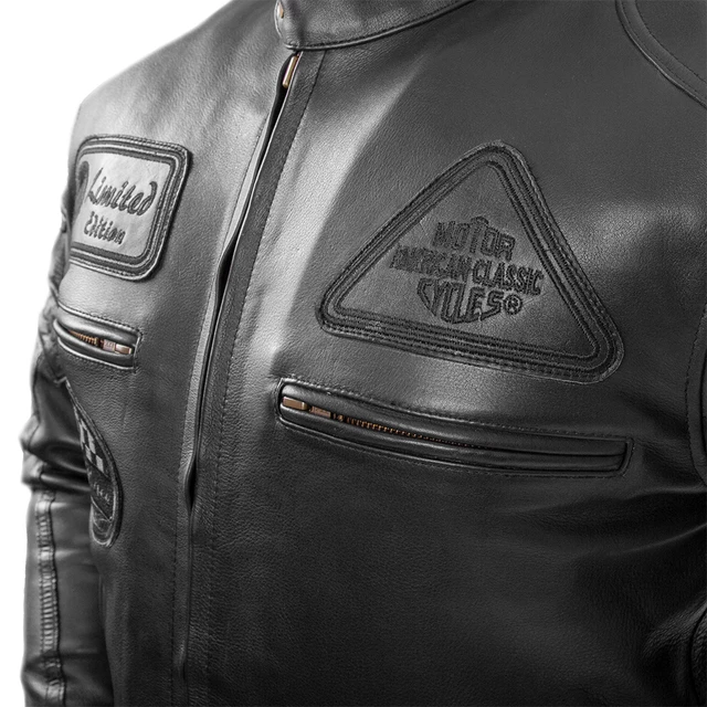 Pánska kožená moto bunda W-TEC Urban Noir - čierna