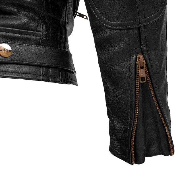 Pánska kožená moto bunda W-TEC Urban Noir - čierna