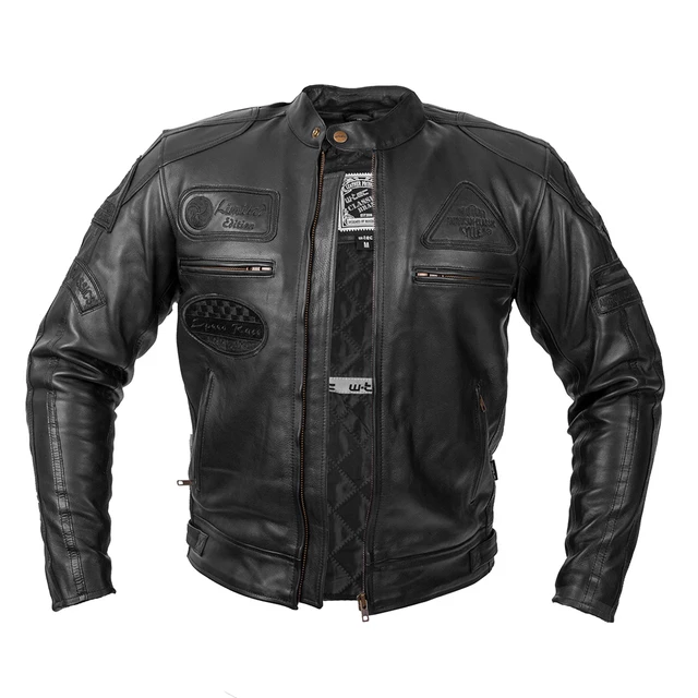 Pánska kožená moto bunda W-TEC Urban Noir - čierna