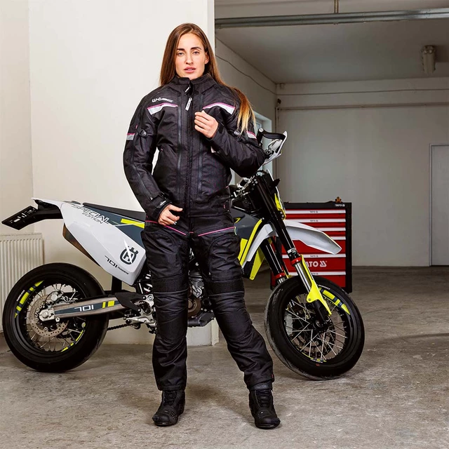 Dámska moto bunda W-TEC Progair Lady - 2. akosť - čierno-ružová