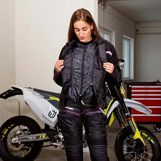 Dámska moto bunda W-TEC Progair Lady - 2. akosť - čierno-ružová