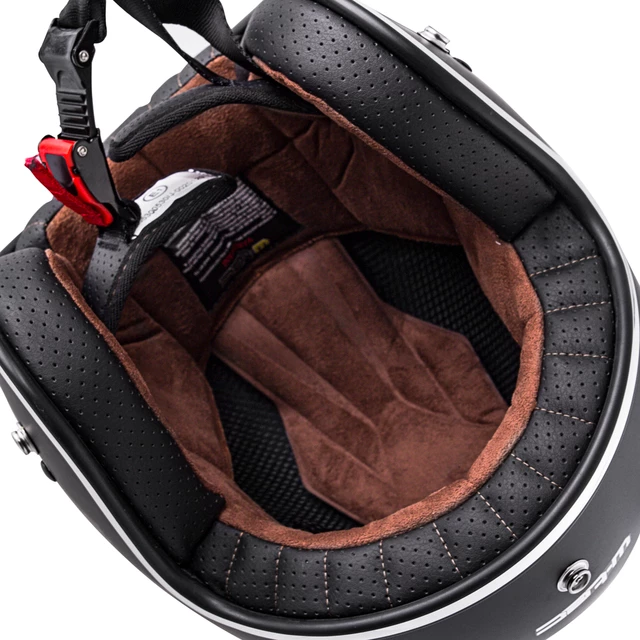 Moto prilba W-TEC Black Heart Kustom - Skull, čierna lesk