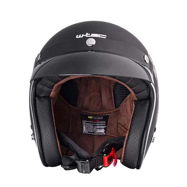 Moto prilba W-TEC Black Heart Kustom - Skull, čierna lesk