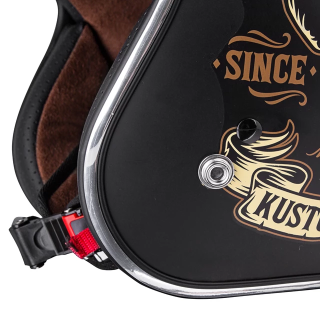 Moto prilba W-TEC Black Heart Kustom - Skull, čierna lesk