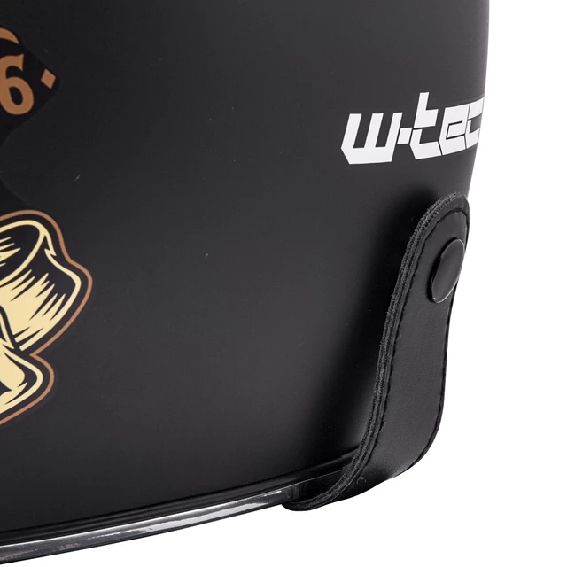 Moto prilba W-TEC Black Heart Kustom - Skull, čierna lesk