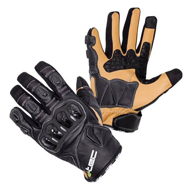 Kožené moto rukavice W-TEC Flanker - čierna - čierna