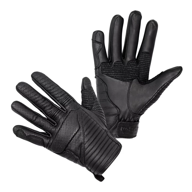 Kožené moto rukavice W-TEC Brillanta - čierna - čierna