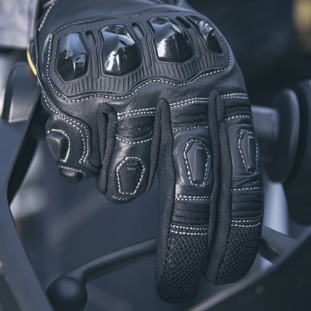 Kožené moto rukavice W-TEC Flanker - čierna