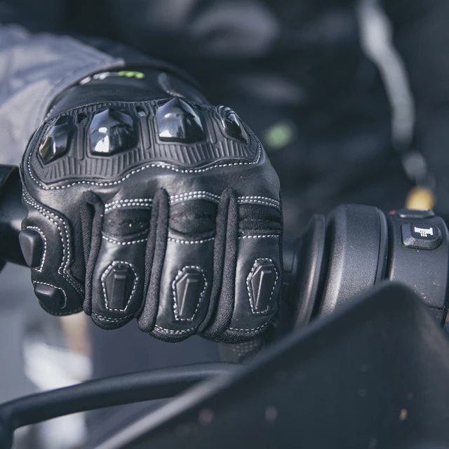 Kožené moto rukavice W-TEC Flanker - čierna